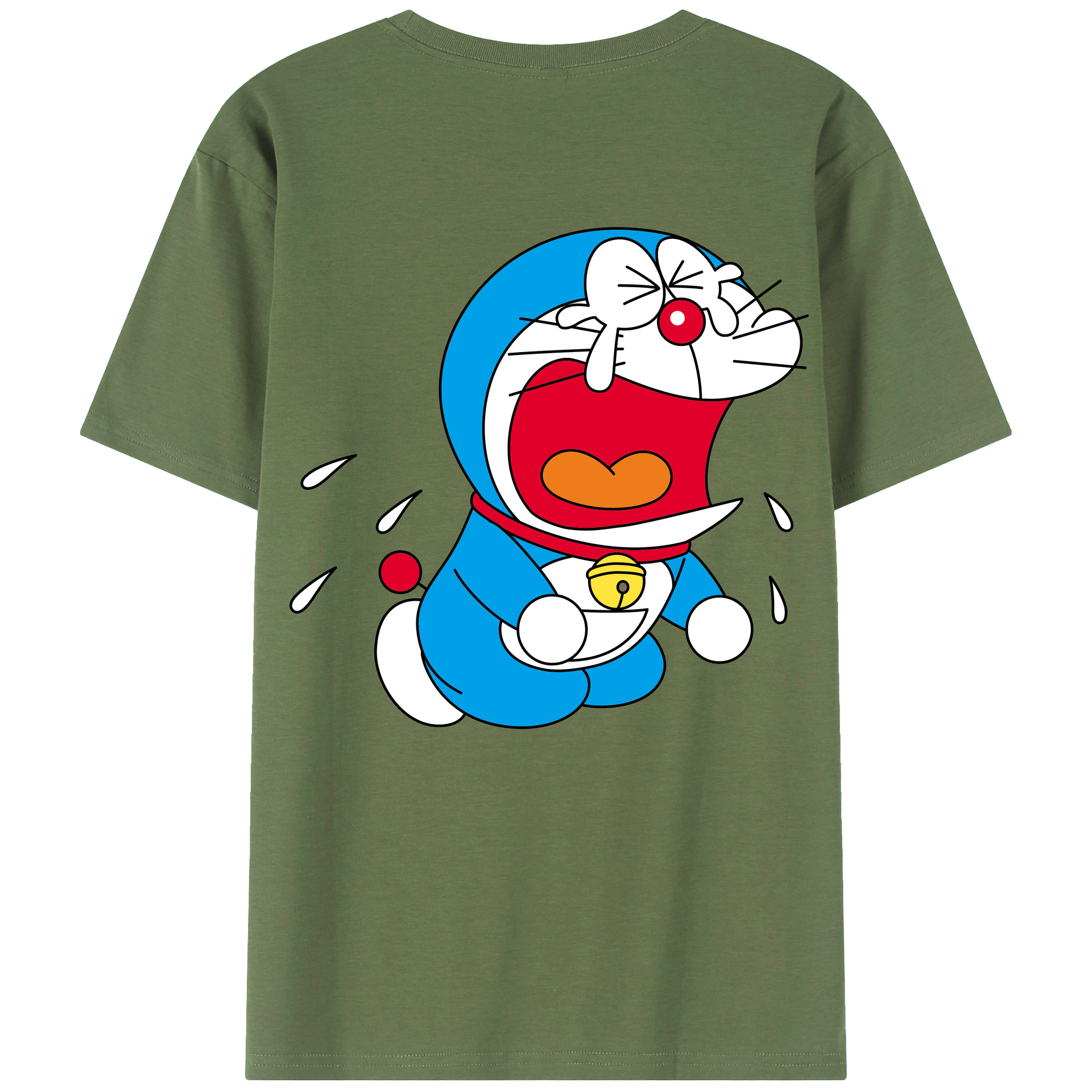 （画像用） ドラえもん Doraemon 綿100％ メンズ半袖Tシャツ（バックプリント） 通気性